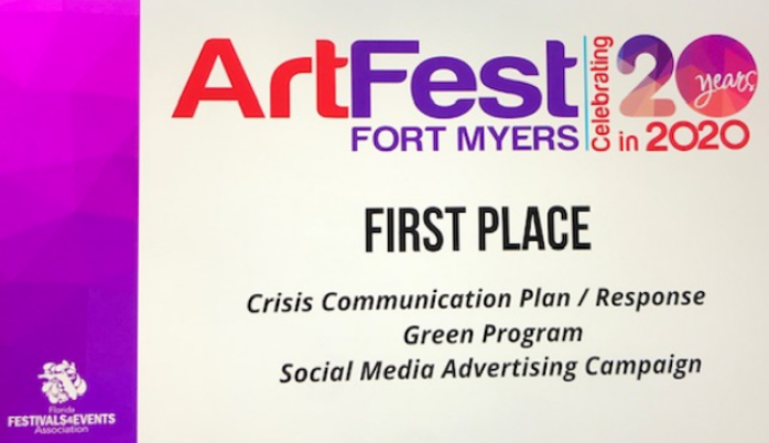 ArtFest Fort Myers wins at  Florida Festivals and Events Association Virtual Award Ceremony 