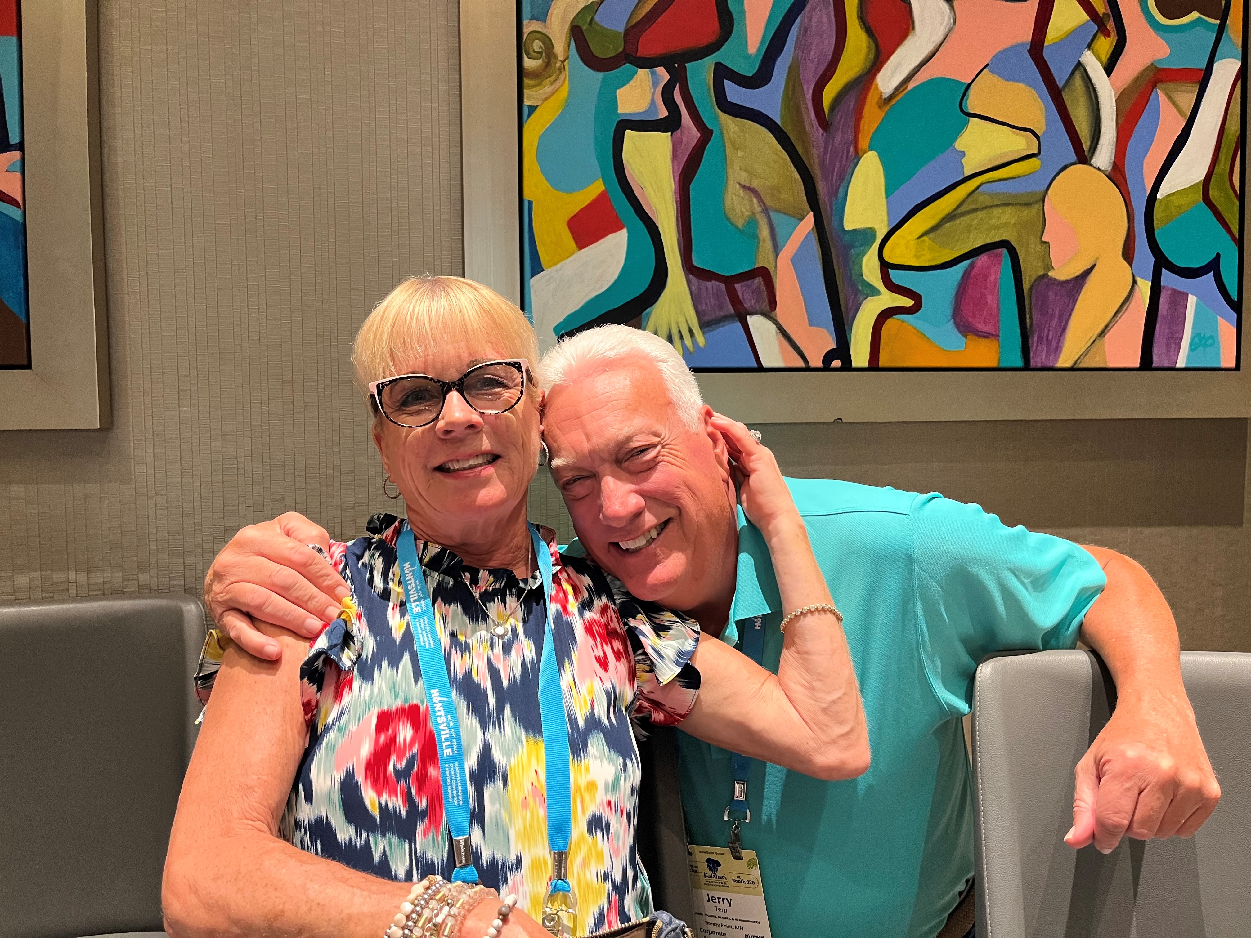 Kathy Hedlund from HelmsBriscoe had a moment to rekindle a friendship with Jerry Terp at CONNECT Marketplace in Minneapolis, MN