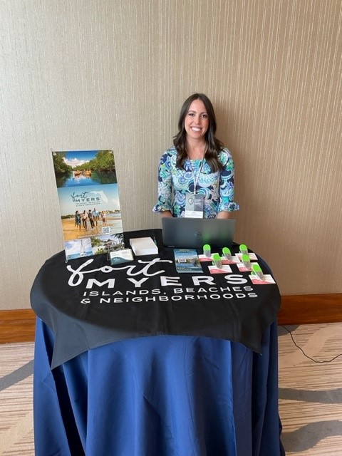 Erin Lester ready to begin the networking tradeshow at GPS Destinations in Fort Lauderdale